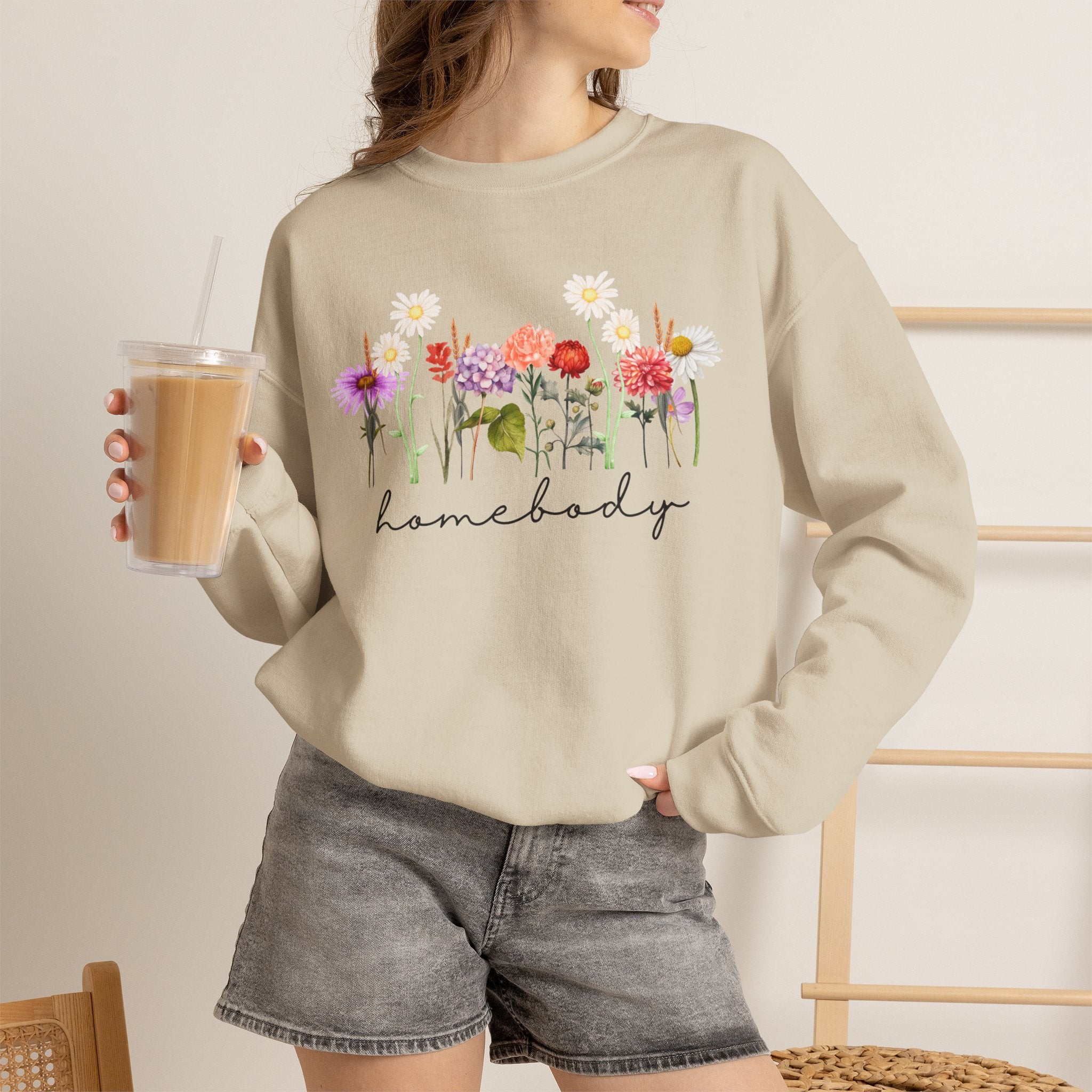 Floral Homebody Womens Crewneck Sweatshirt