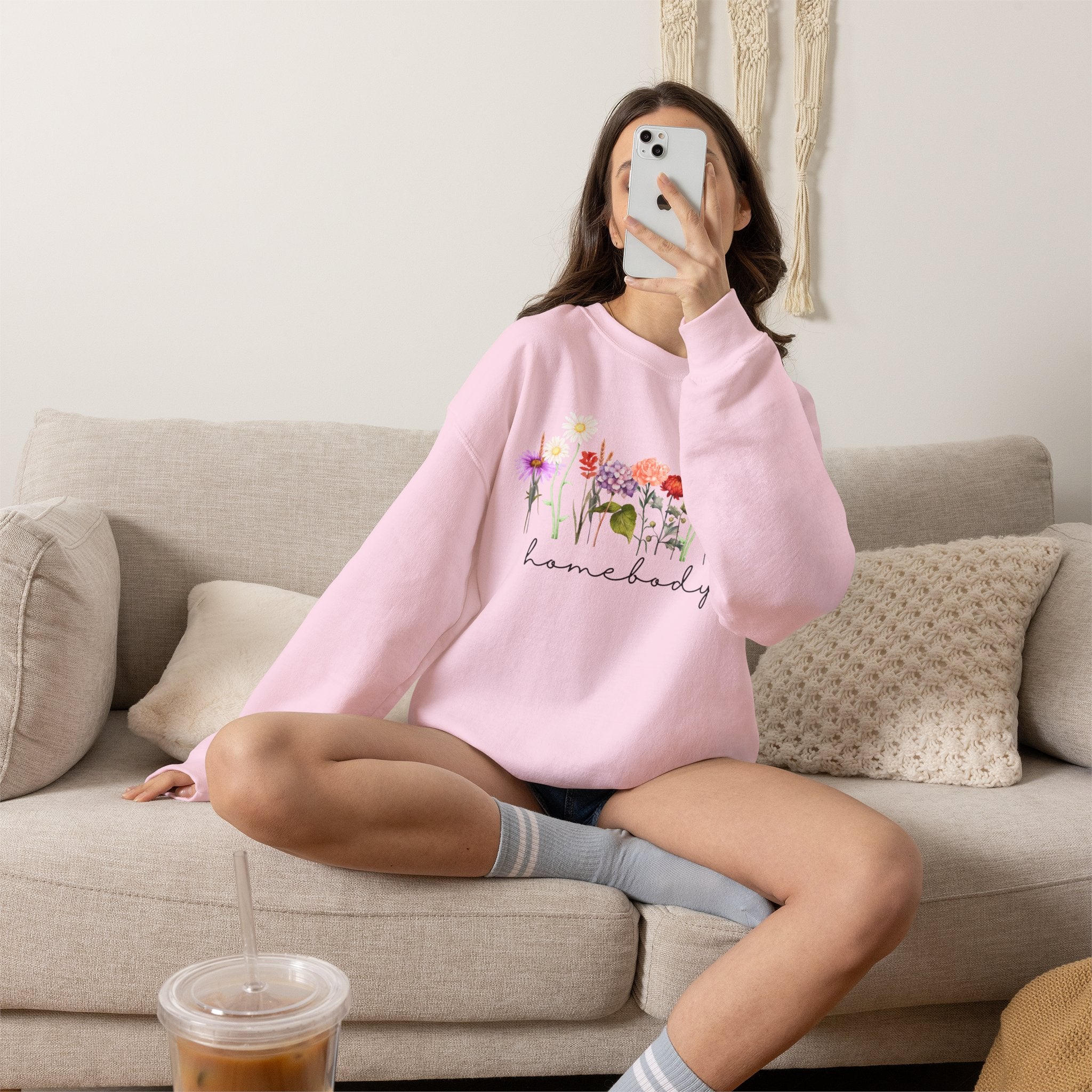 Floral Homebody Womens Crewneck Sweatshirt