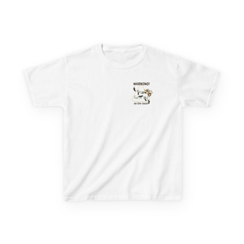 Warning Feral Farm Kid On The Loose Kids Tshirt