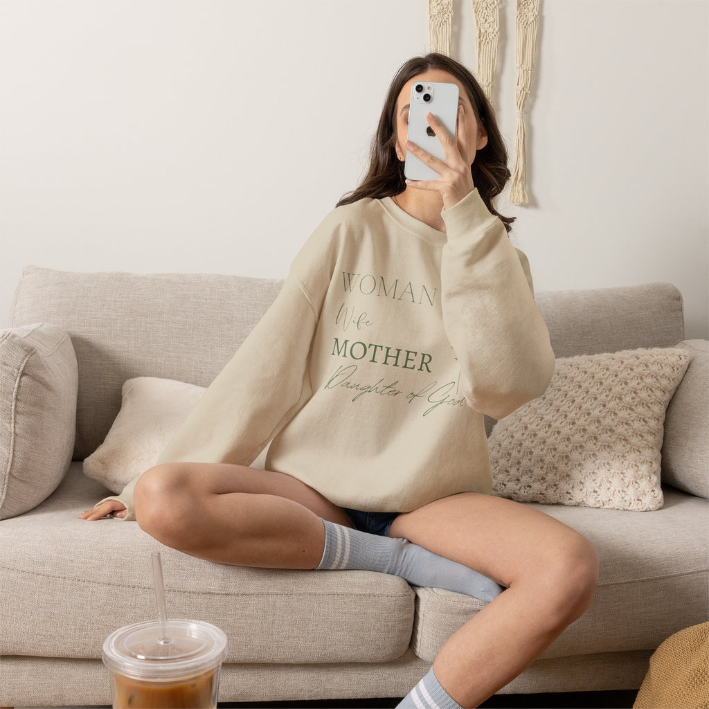 Woman, Wife, Mother, Daughter of God Crewneck Sweatshirt
