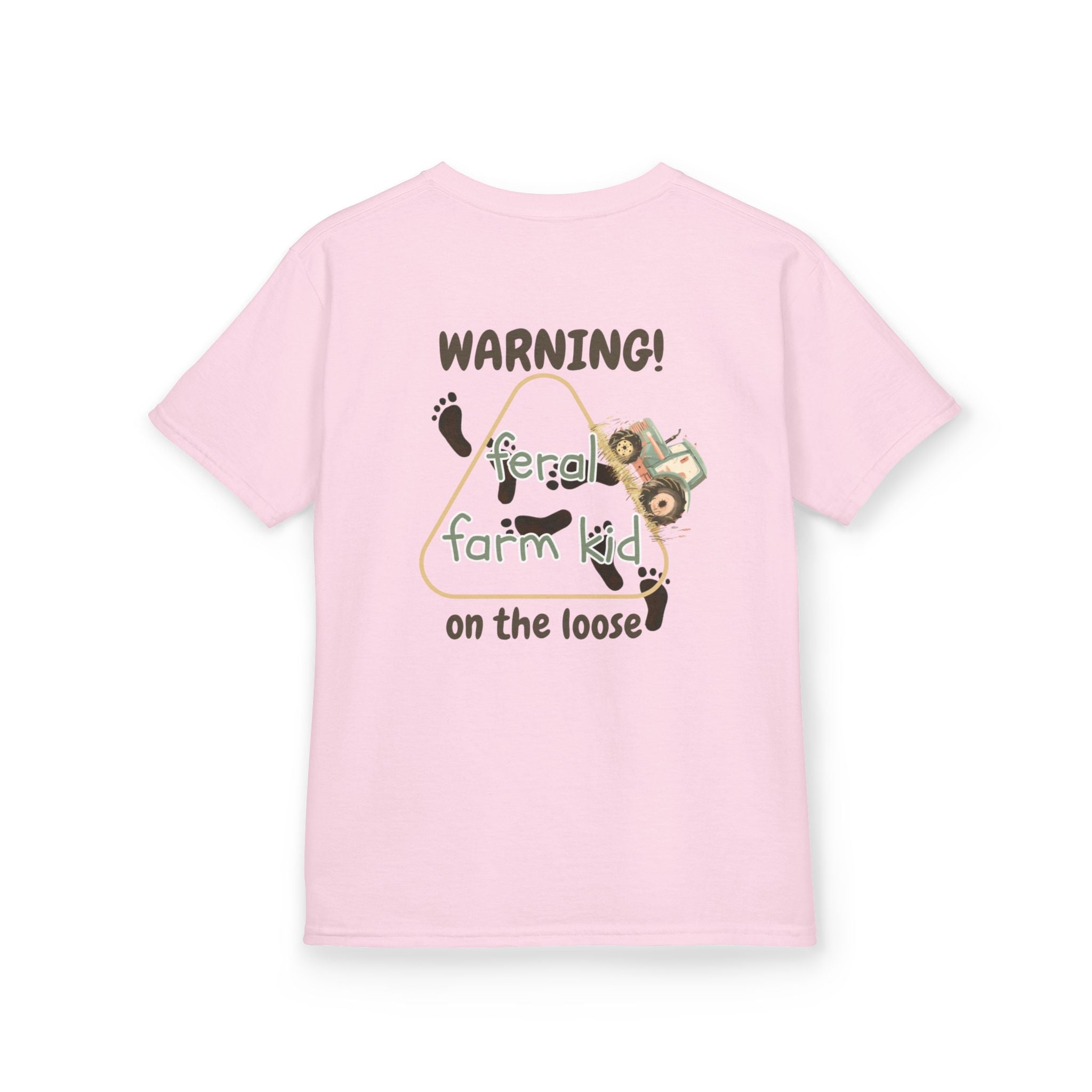 Warning Feral Farm Kid On The Loose Kids Tshirt