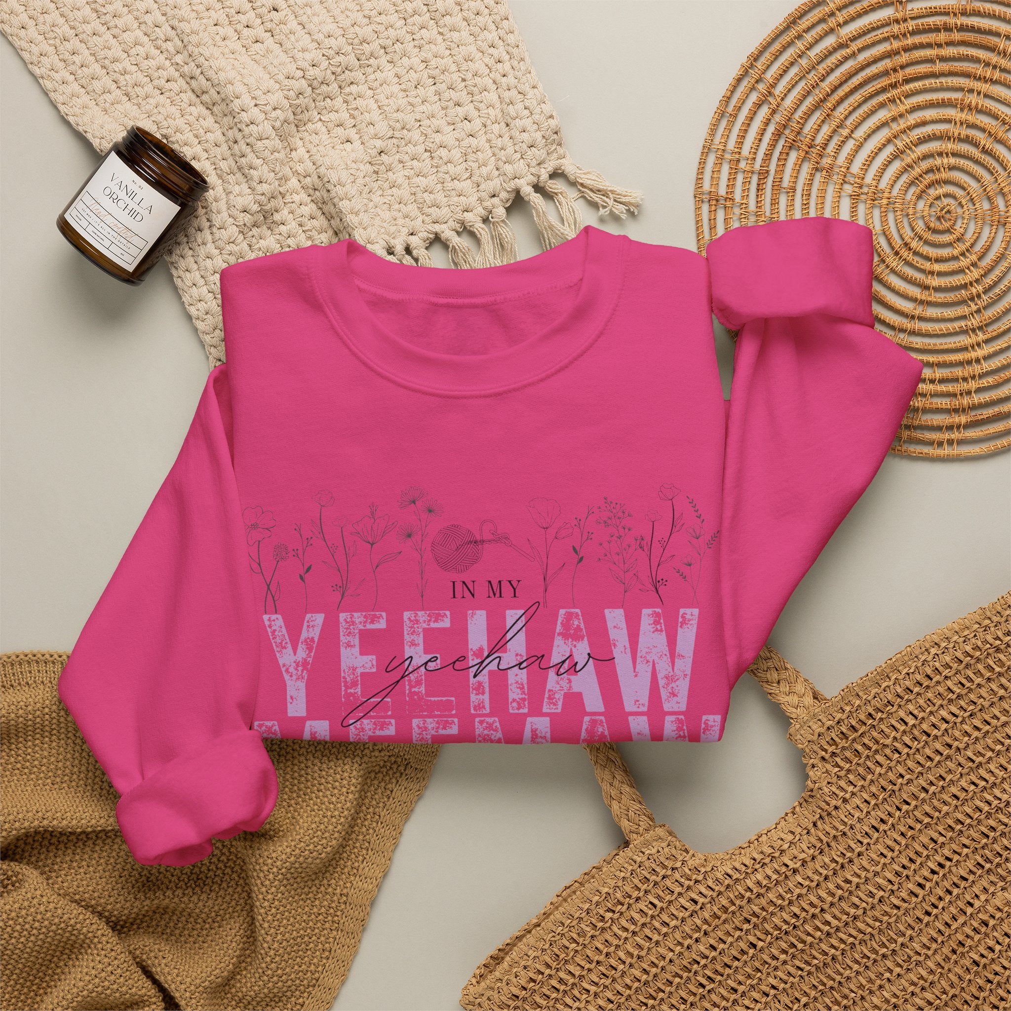 In My Yeehaw Meemaw Era Crochet Crewneck Sweatshirt