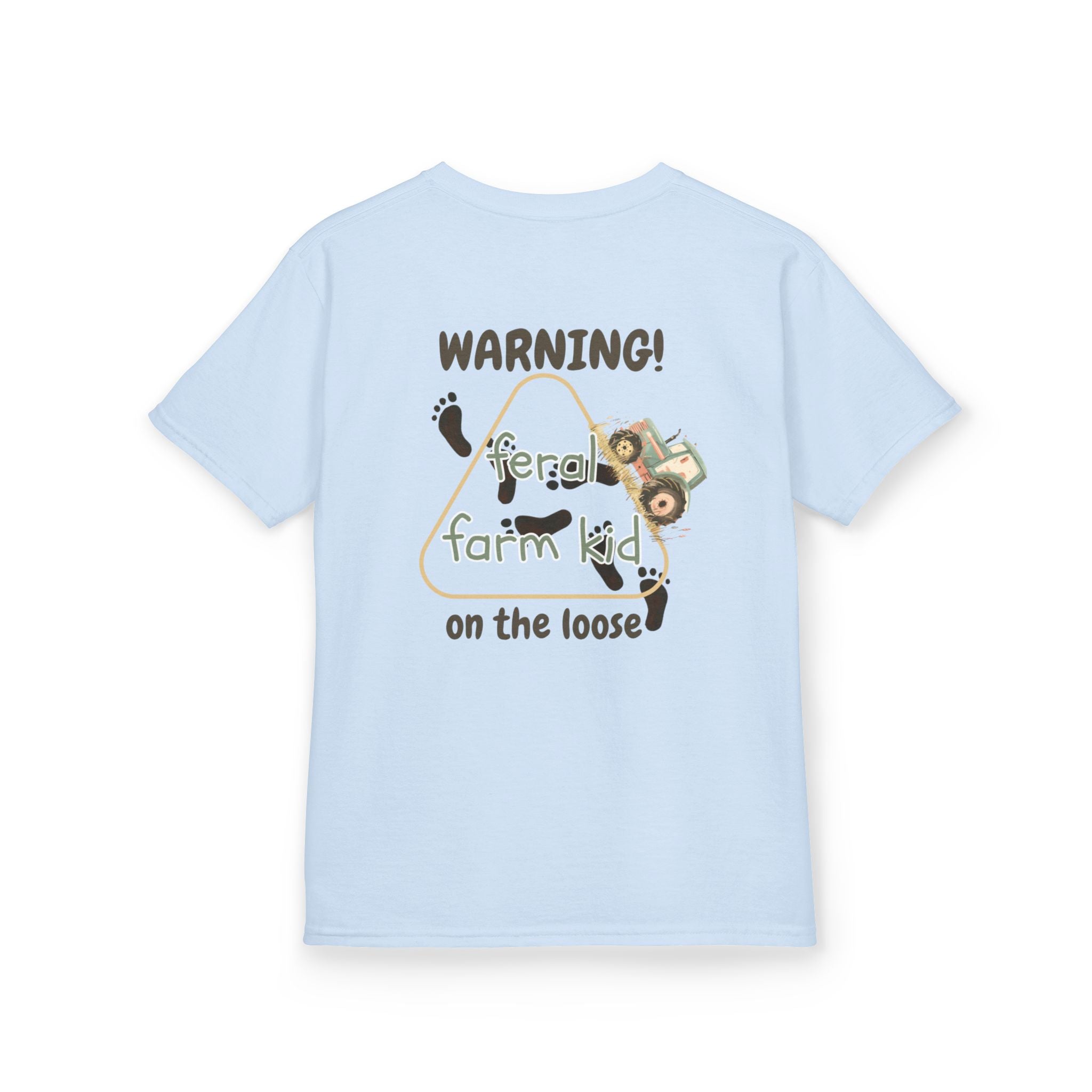 Warning Feral Farm Kid On The Loose Kids Tshirt