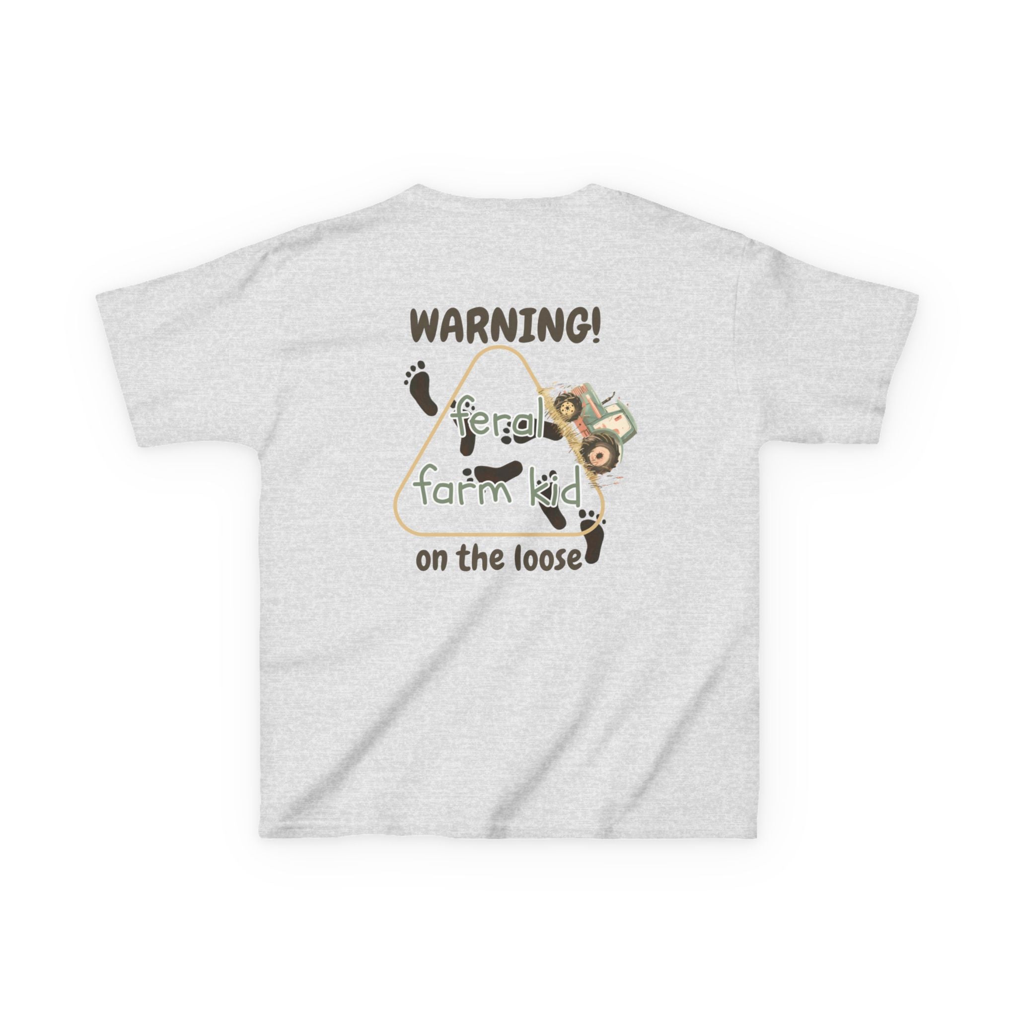 Warning Feral Farm Kid On The Loose Kids Tshirt