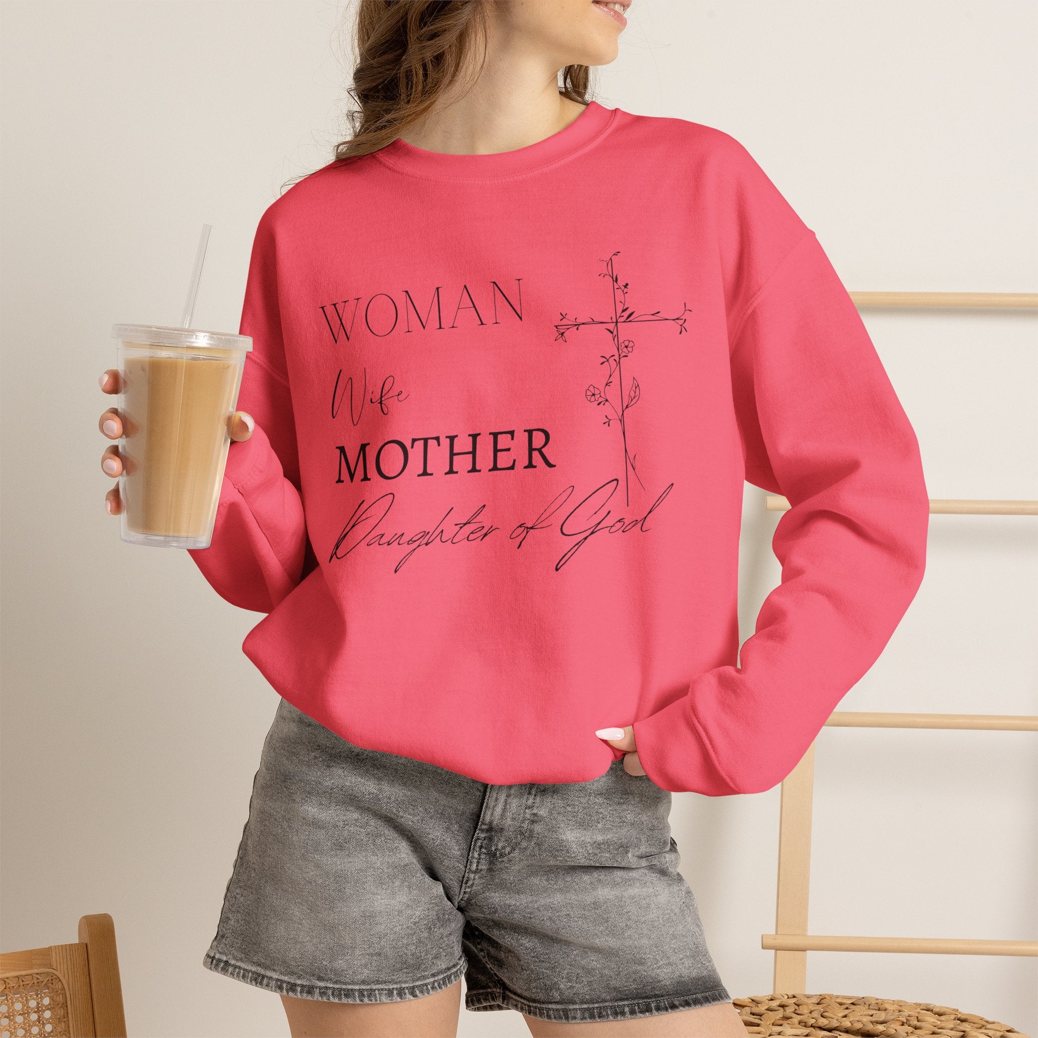 Woman, Wife, Mother, Daughter of God Crewneck Sweatshirt
