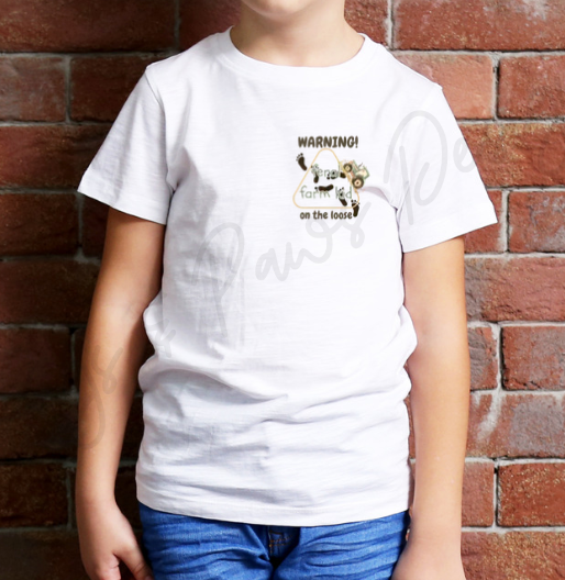 Warning Feral Farm Kid On The Loose Kids Tshirt