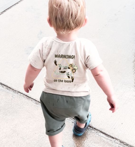 Warning Feral Farm Kid On The Loose Toddler Tshirt