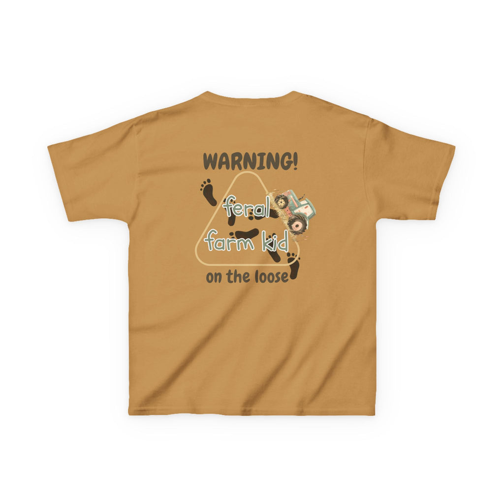 Warning Feral Farm Kid On The Loose Kids Tshirt