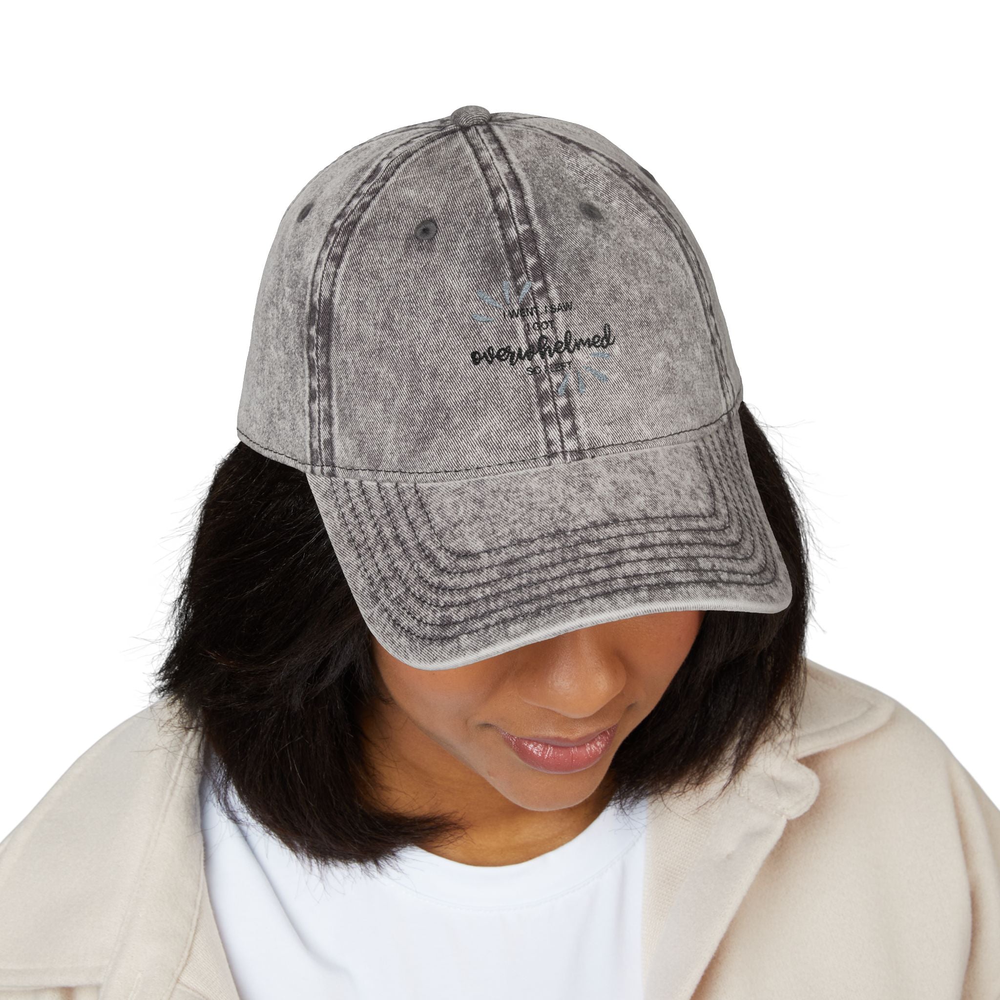Overwhelmed Embroidered Vintage Hat