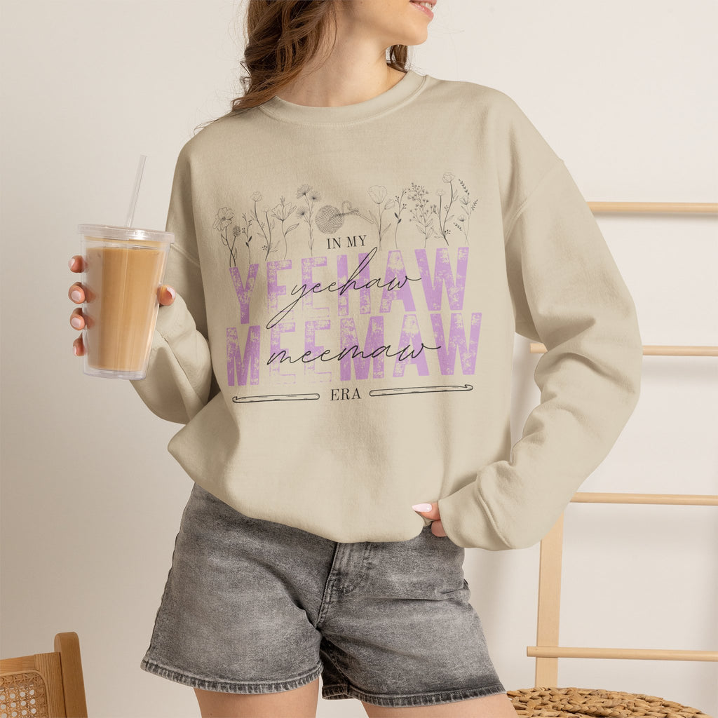In My Yeehaw Meemaw Era Crochet Crewneck Sweatshirt