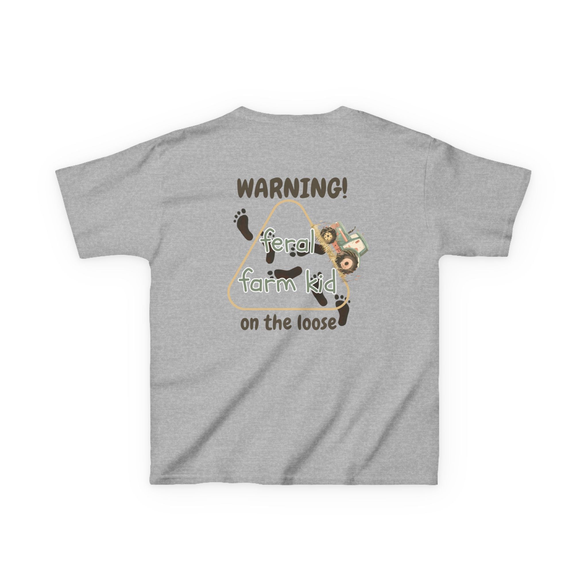 Warning Feral Farm Kid On The Loose Kids Tshirt