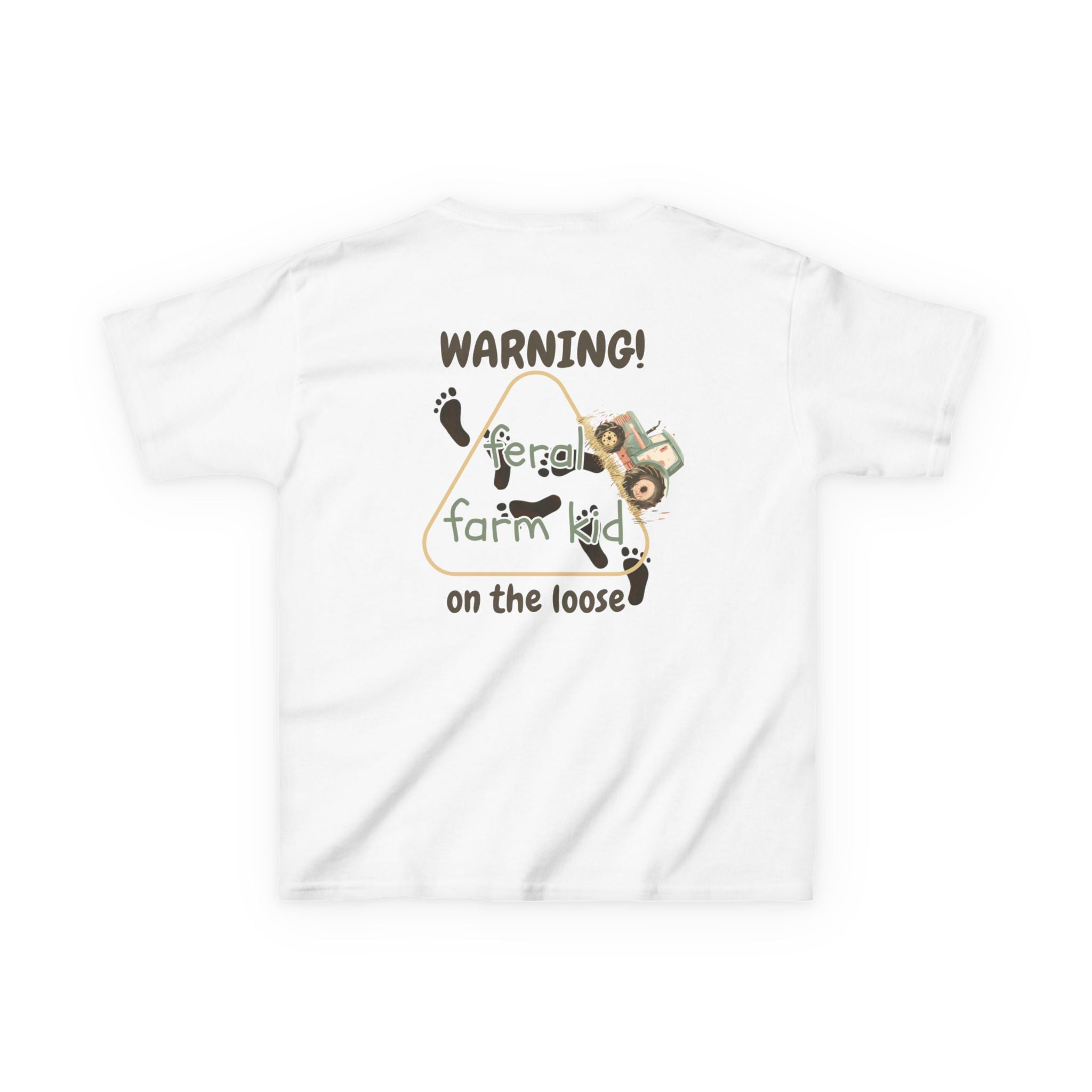 Warning Feral Farm Kid On The Loose Kids Tshirt