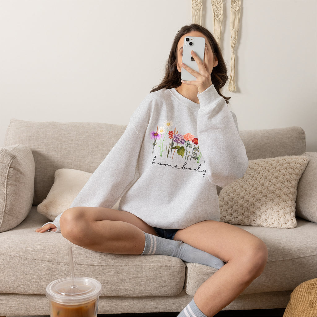 Floral Homebody Womens Crewneck Sweatshirt