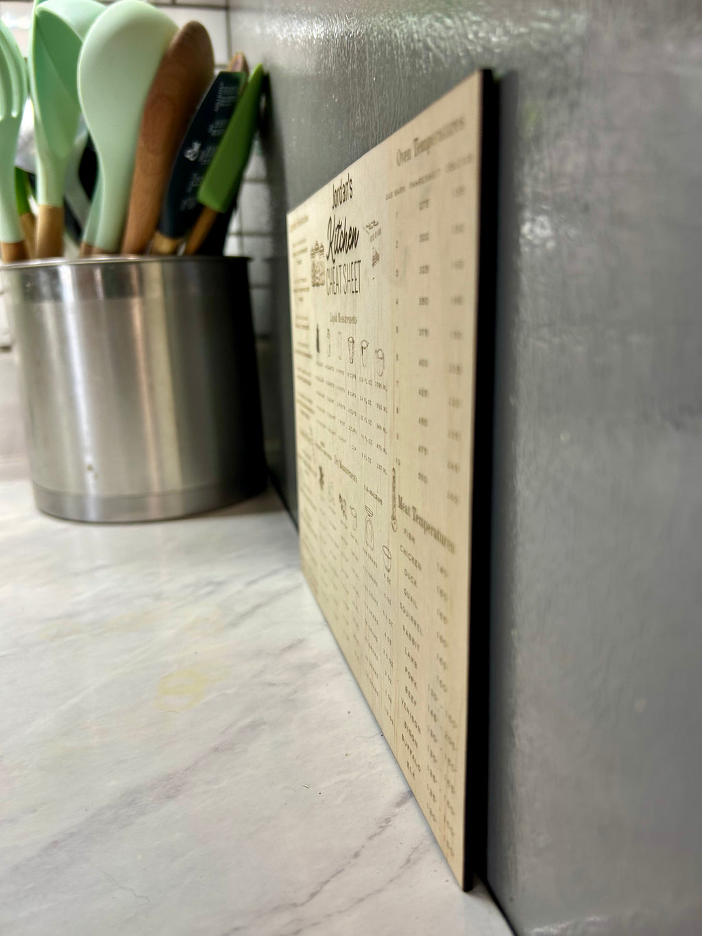 Kitchen Cheat Sheet Wood Fridge Magnet