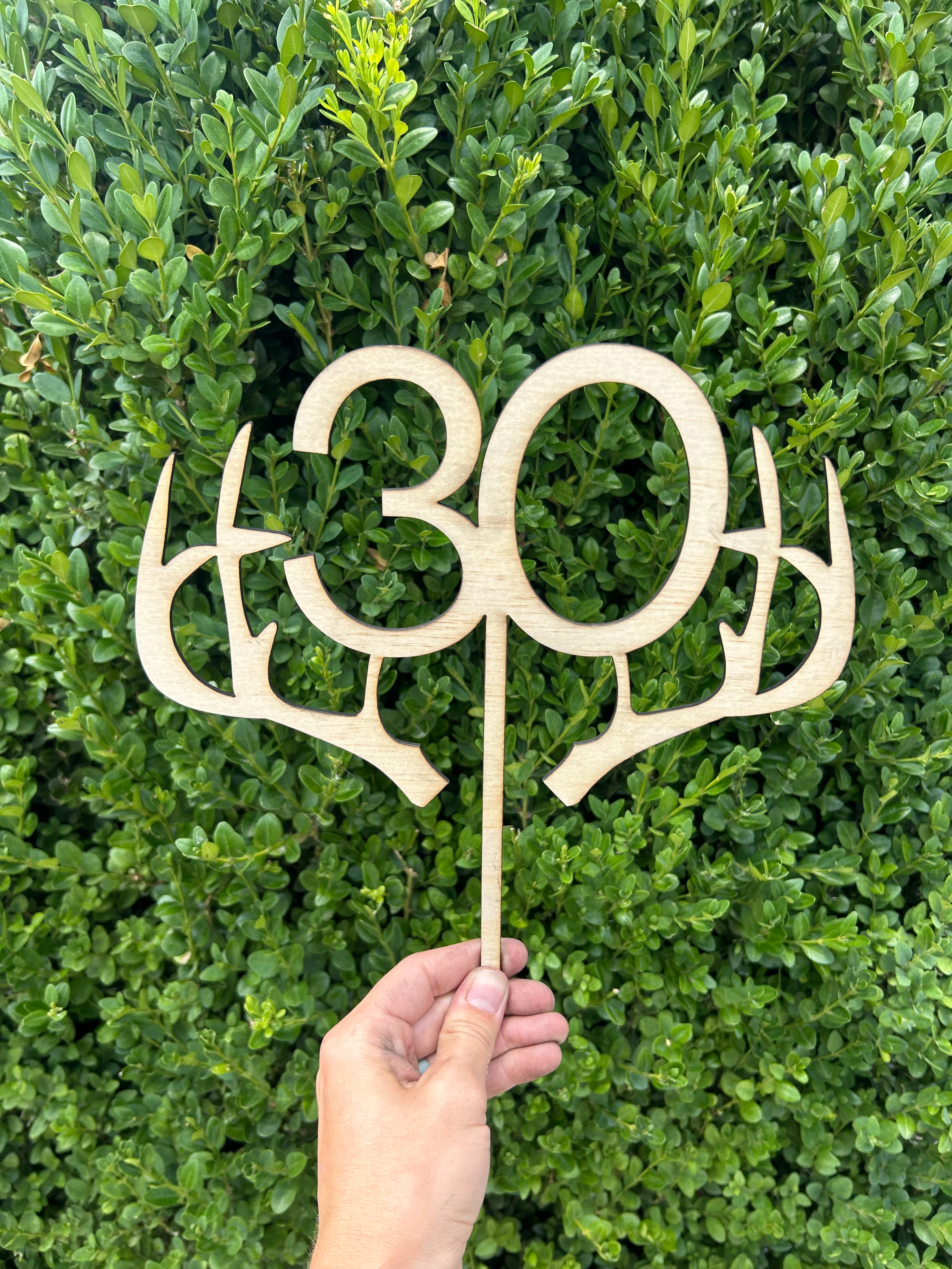 Deer Antler Wood Cake Topper