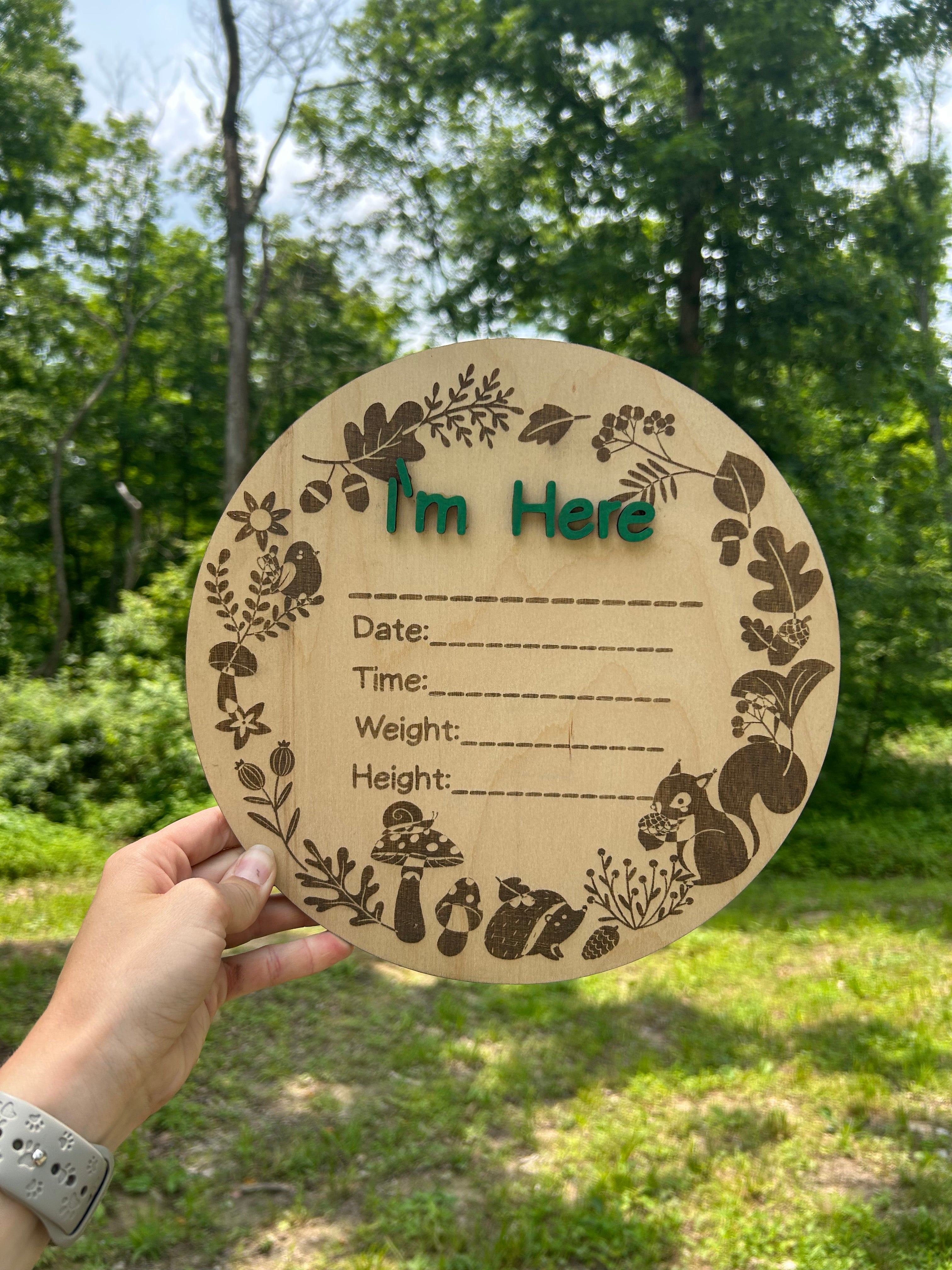Woodland Baby Announcement Sign