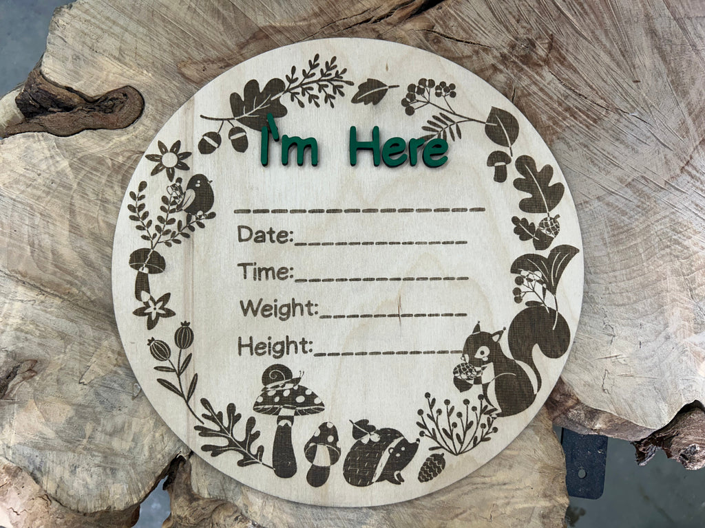 Woodland Baby Announcement Sign