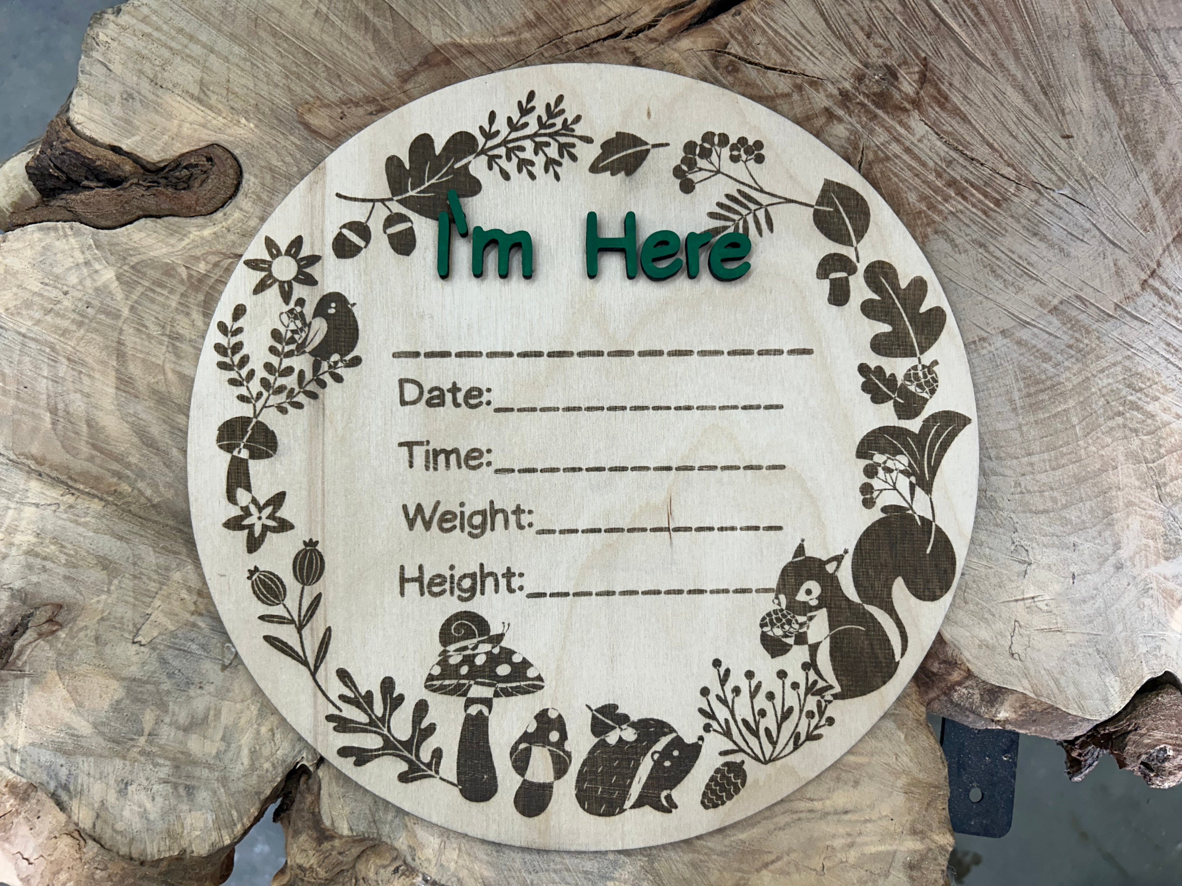 Woodland Baby Announcement Sign
