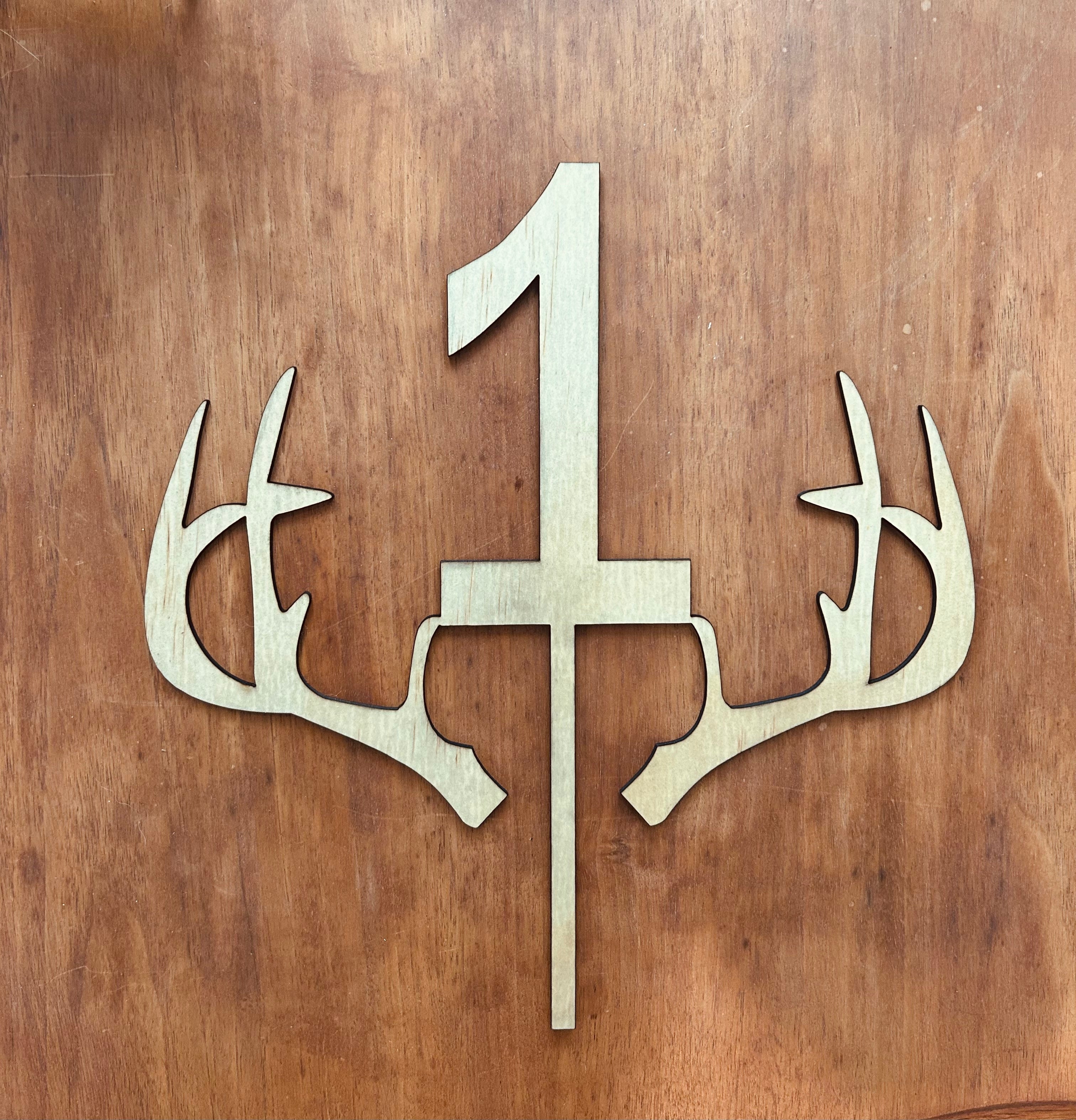 Deer Antler Wood Cake Topper