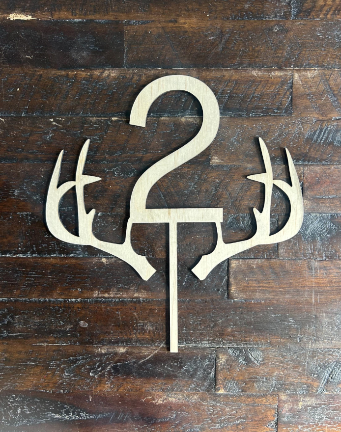 Deer Antler Wood Cake Topper