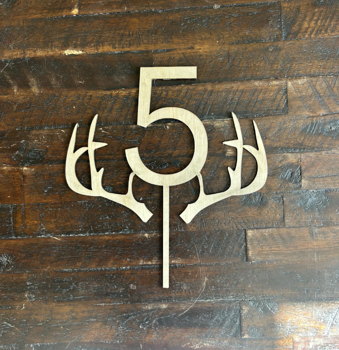 Deer Antler Wood Cake Topper