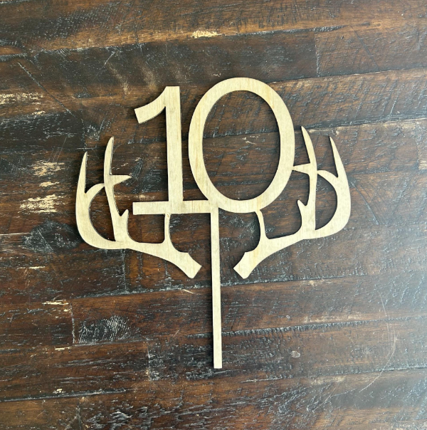 Deer Antler Wood Cake Topper