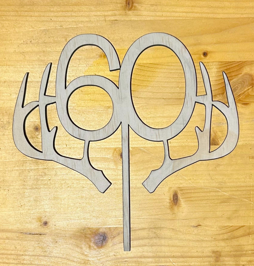 Deer Antler Wood Cake Topper
