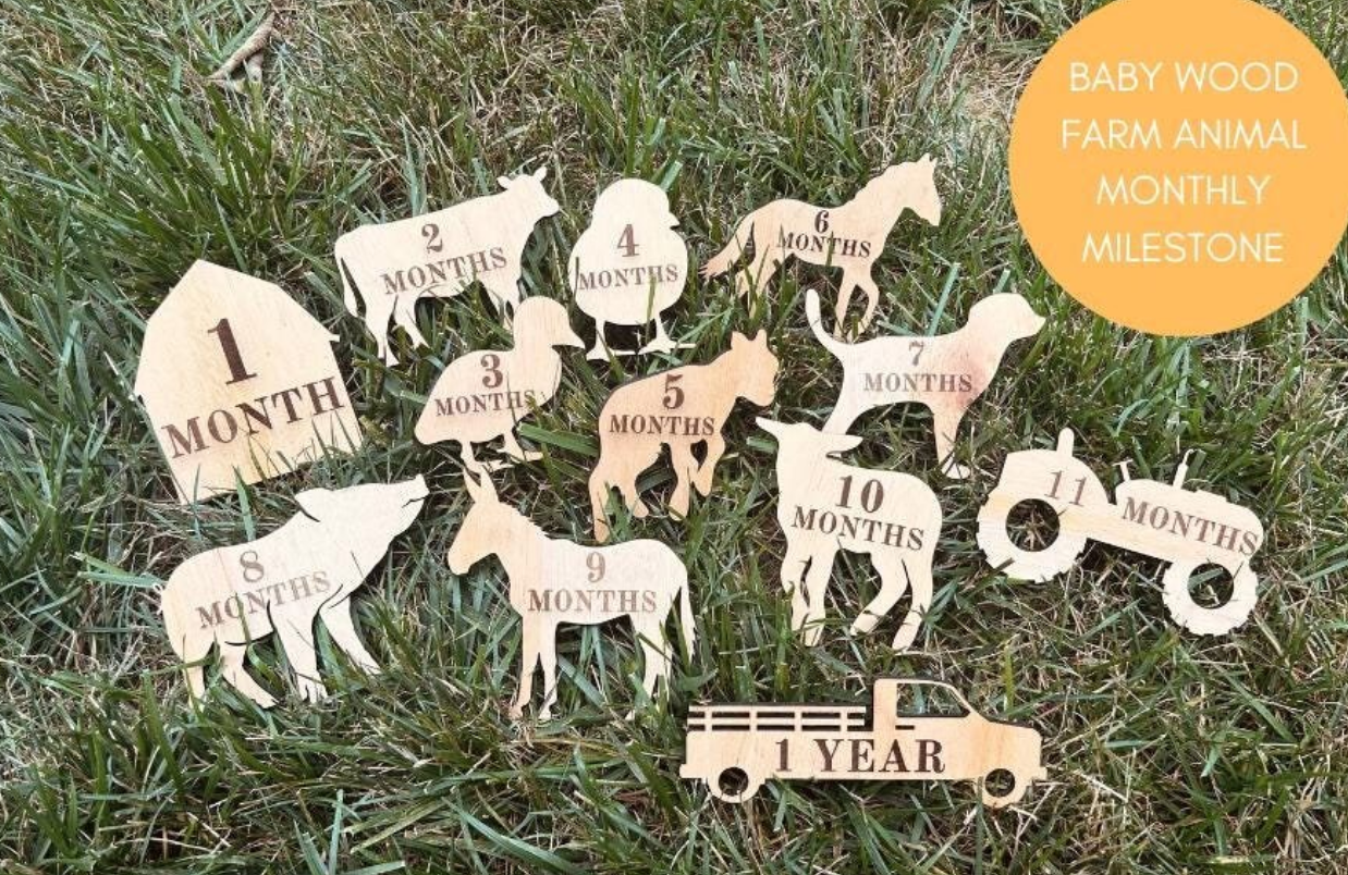 Farm Animal Baby Milestone Props