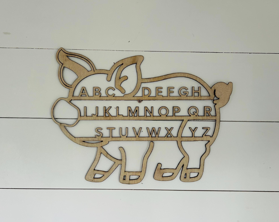 Wooden Alphabet Animal Wood Wall Art