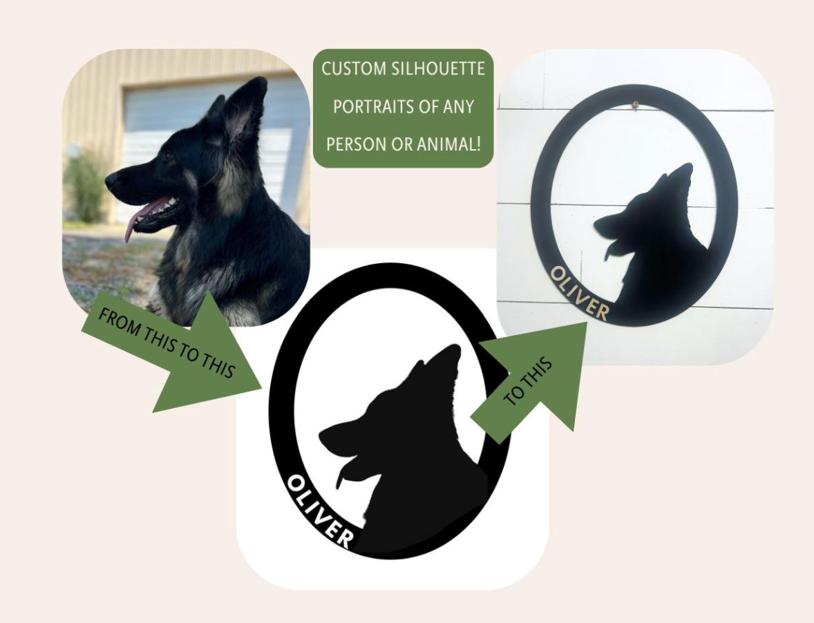 Custom Wood Silhouette Portrait | Pet & Kid Wall Art