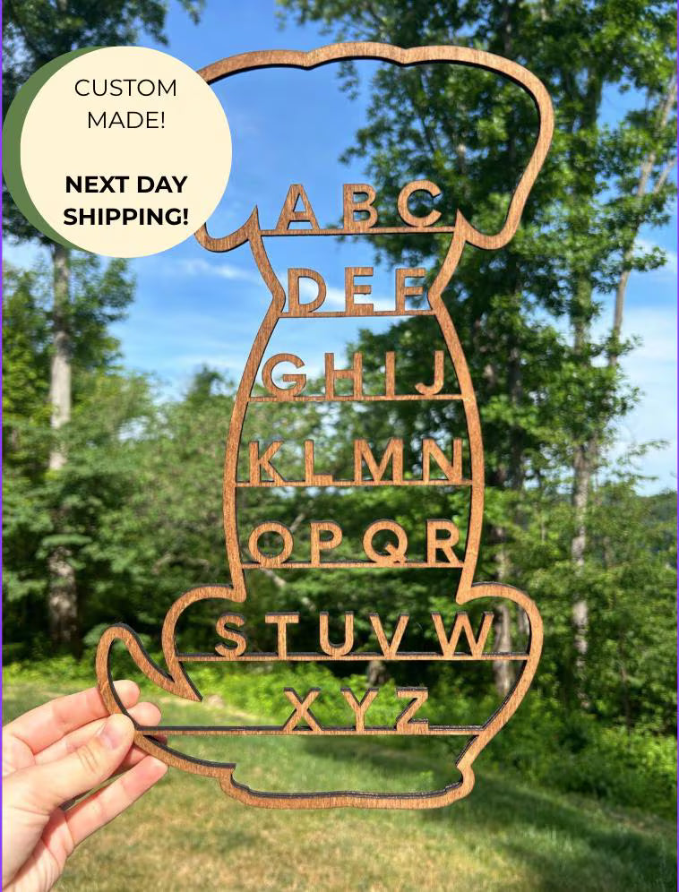 Wooden Alphabet Animal Wood Wall Art